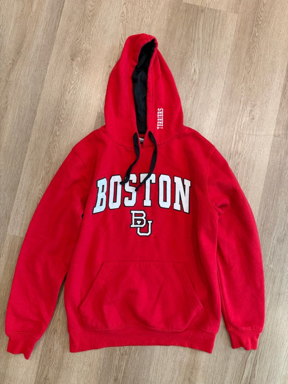 Stadium Athletics Red Boston Hoodie with Black Lining